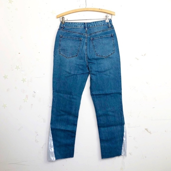 RACHEL Roy hi rise cropped raw hem sequin detail jeans - Picture 3 of 13